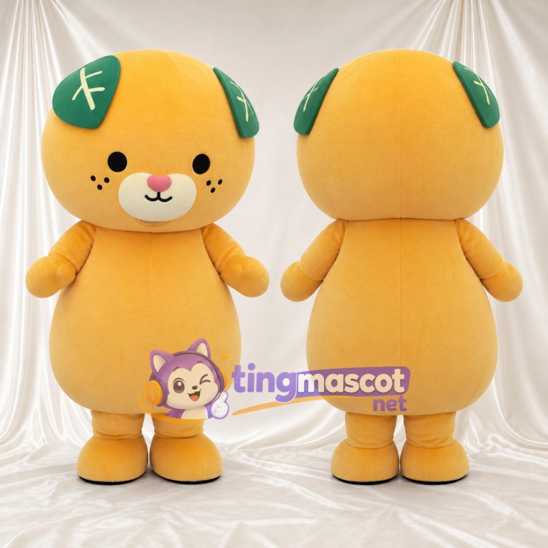 Costume de mascotte Agrume – orange – Feuille (vert); Touches de couleur