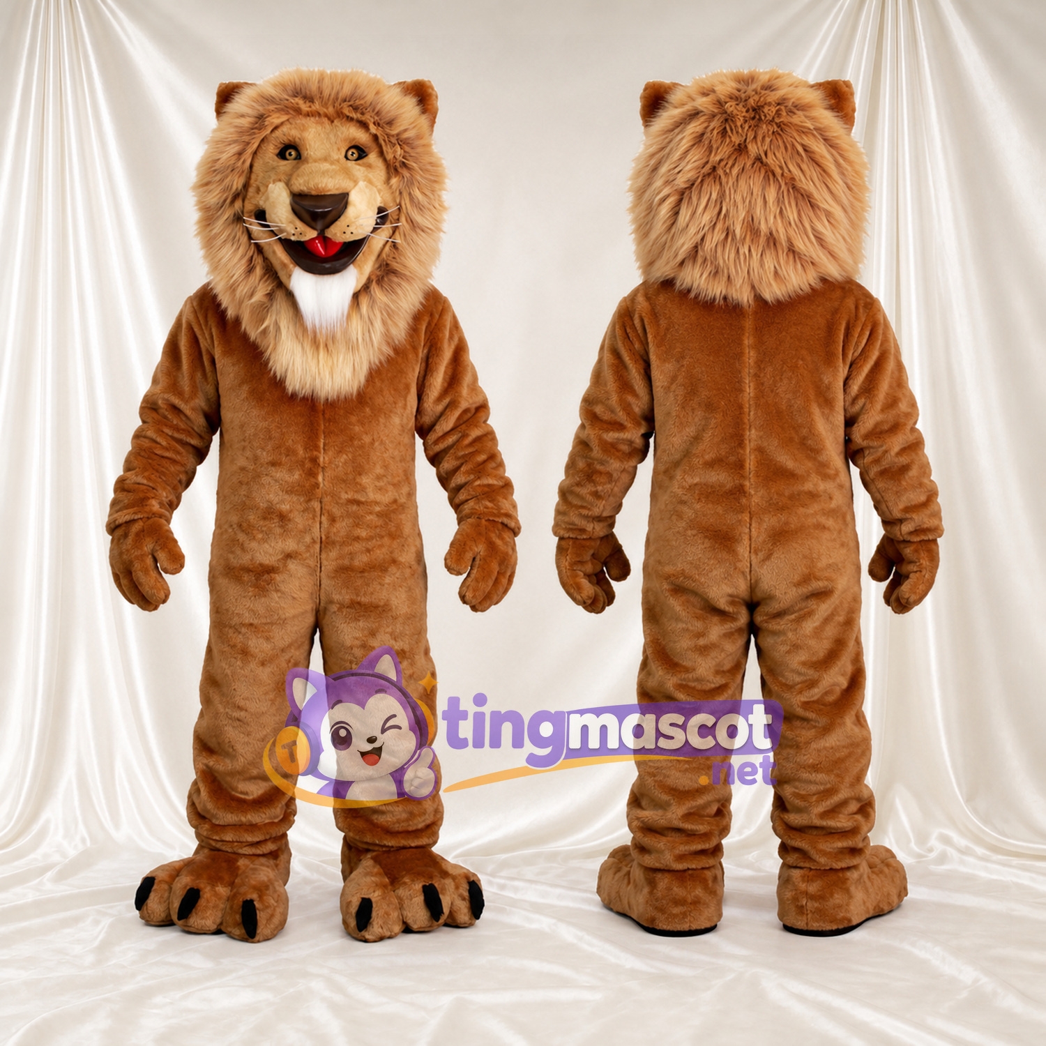 Brown Lion Mascot Costume - Black Claws and White Beard Brown Lion Mascot Costume - Black Claws and White Beard