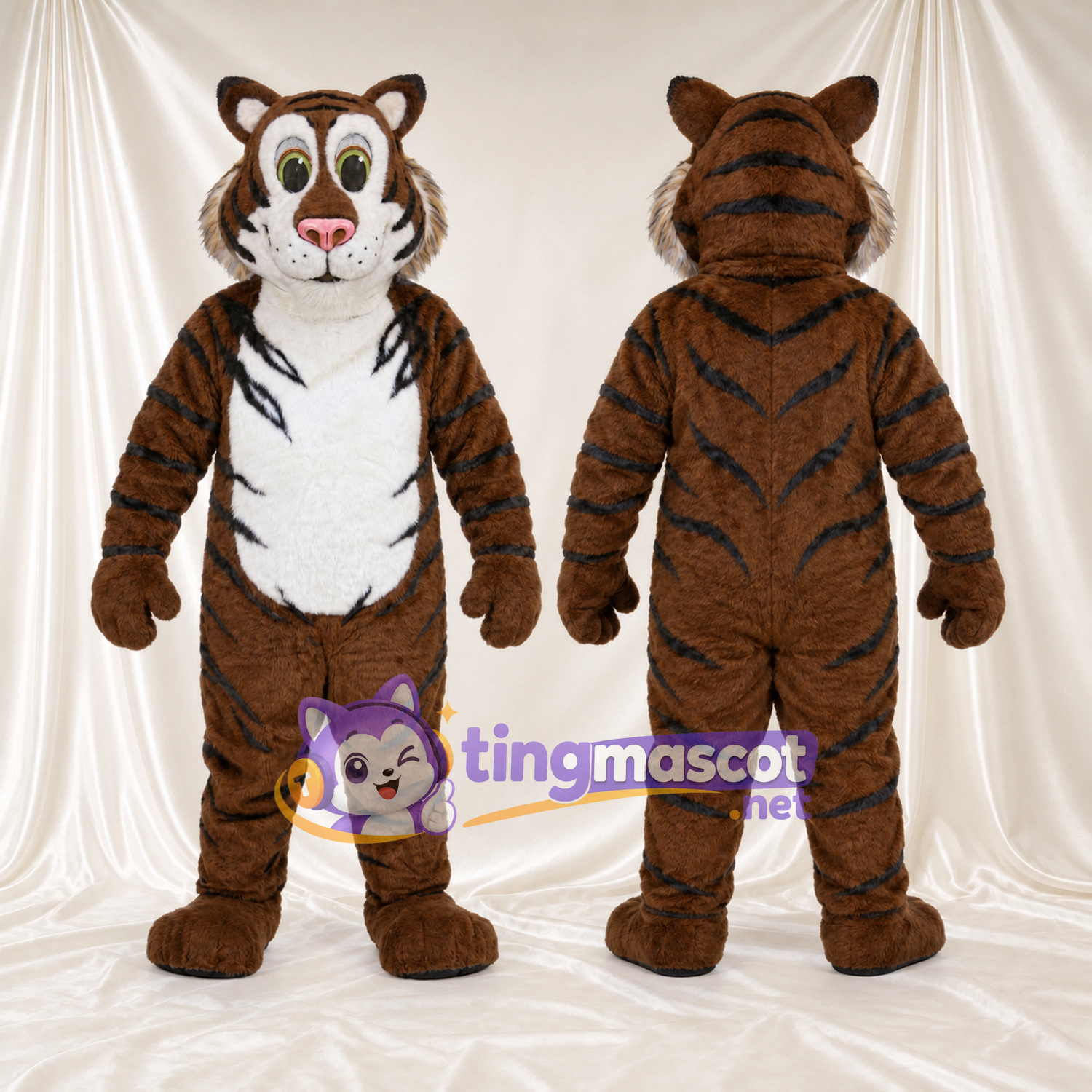 Costume de mascotte Tigre – marron – Torse (blanc) Costume de mascotte Tigre – marron – Torse (blanc)
