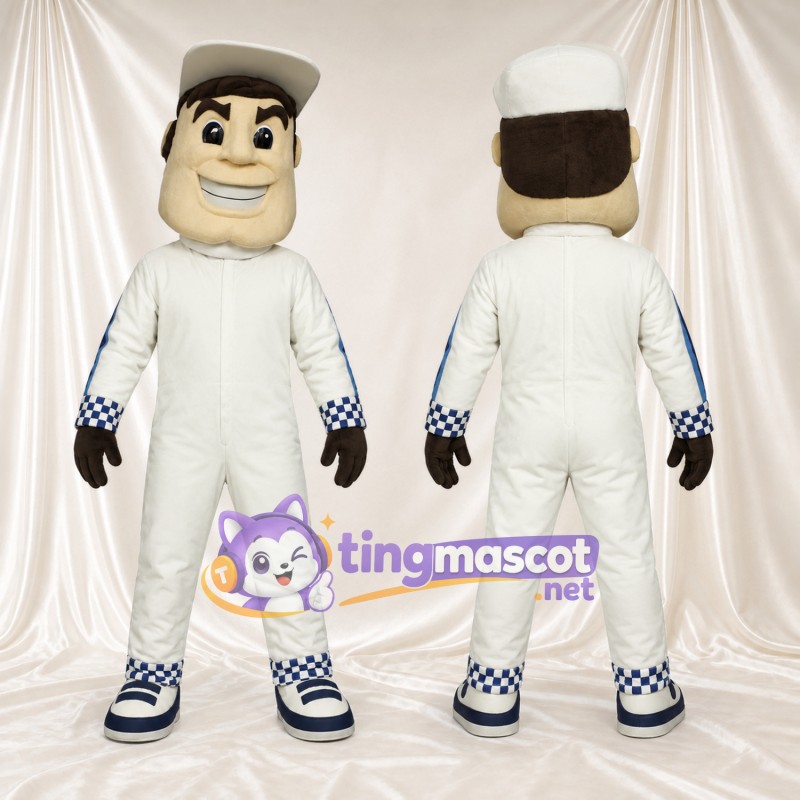Costume de mascotte Pilote de course – blanc – Combinaison de pilote (blanc)