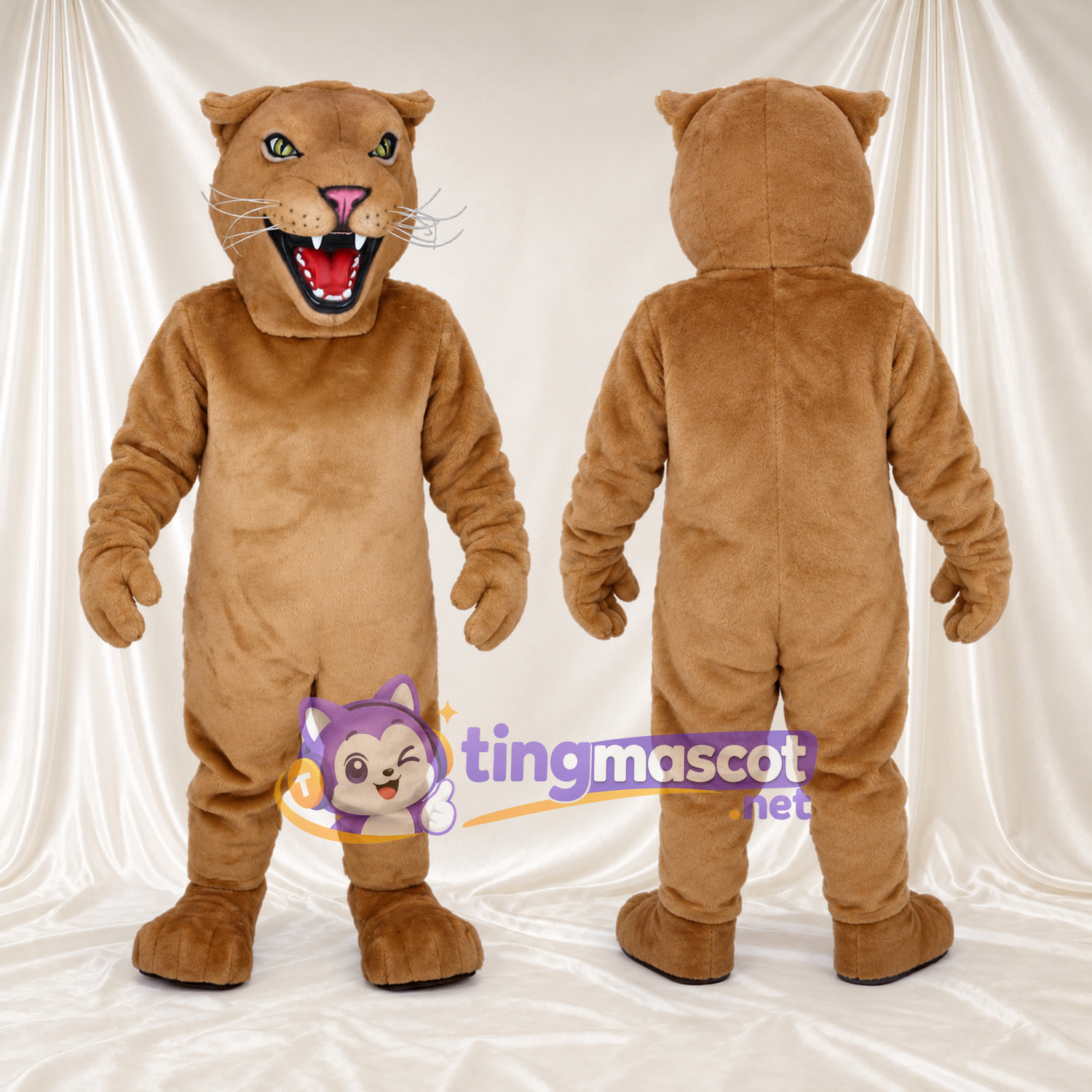 Costume de mascotte Puma – brun clair – Moustaches; Crocs pointus