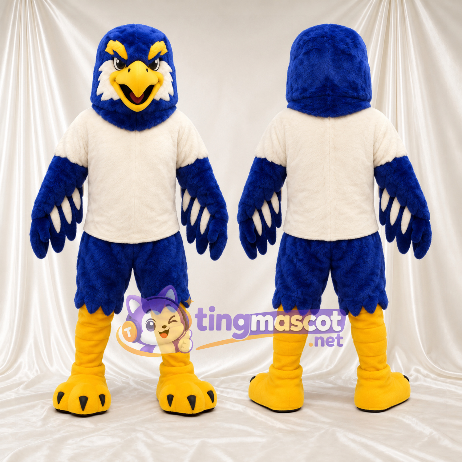 Costume de mascotte Aigle – bleu / blanc Costume de mascotte Aigle – bleu / blanc