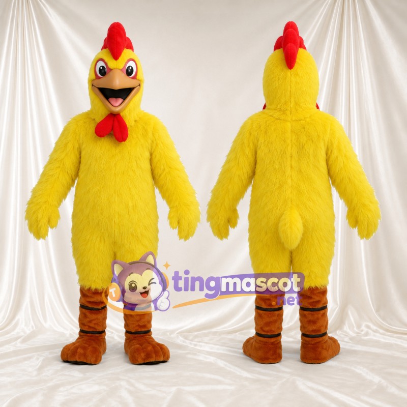 Maskottchenkostüm Huhn – gelb – Gestreifte Beine