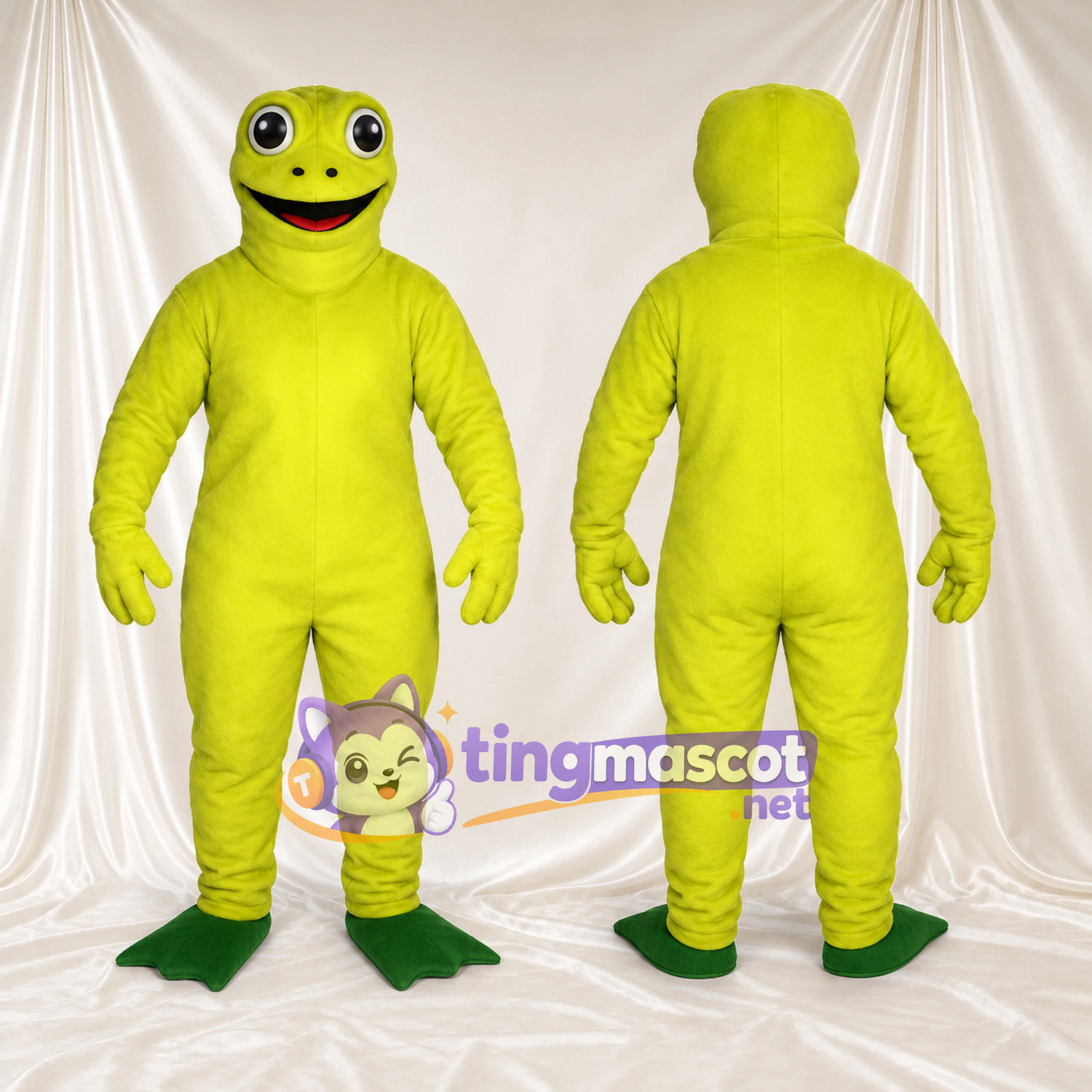 Costume de mascotte Grenouille – jaune – Chaussures (vert); Jambes Costume de mascotte Grenouille – jaune – Chaussures (vert); Jambes