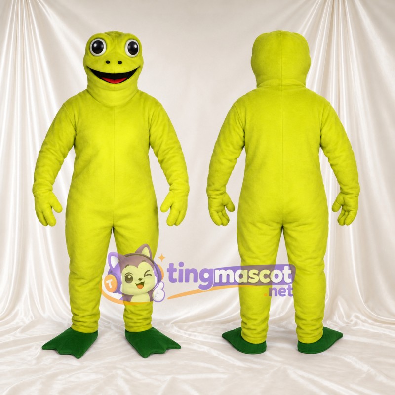 Costume de mascotte Grenouille – jaune – Chaussures (vert); Jambes
