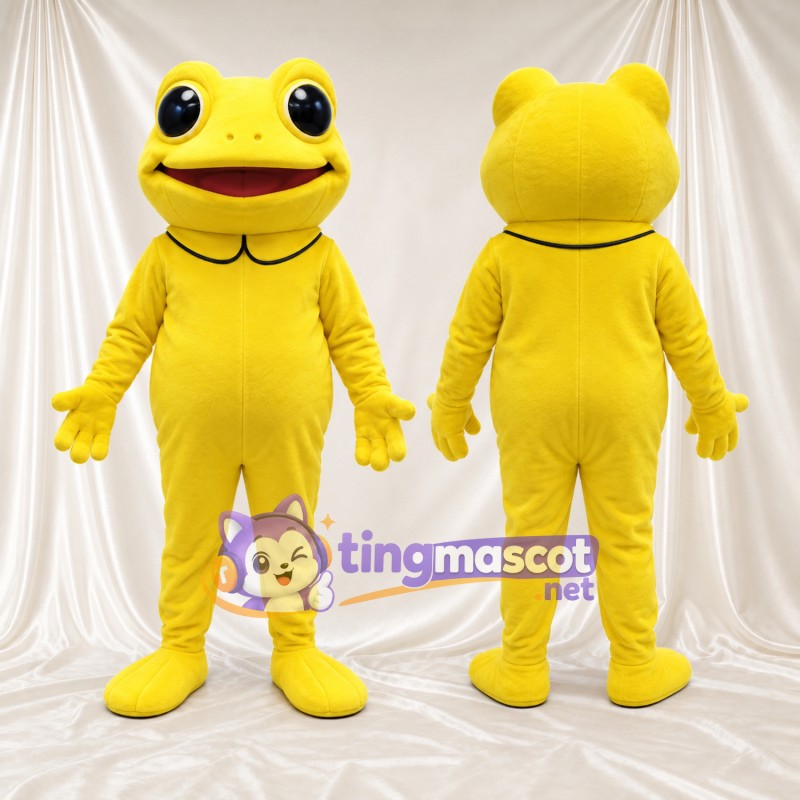 Costume de mascotte Grenouille – jaune – Ventre rond; Pieds (jaune)