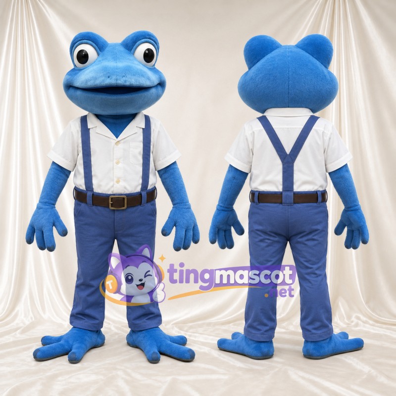 Blue Frog Mascot Costume - White Shirt and Blue Pants