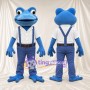 Blue Frog Mascot Costume - White Shirt and Blue Pants