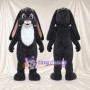Black Rabbit Mascot Costume - White Belly, Floppy Ears and Pink Inner Ears