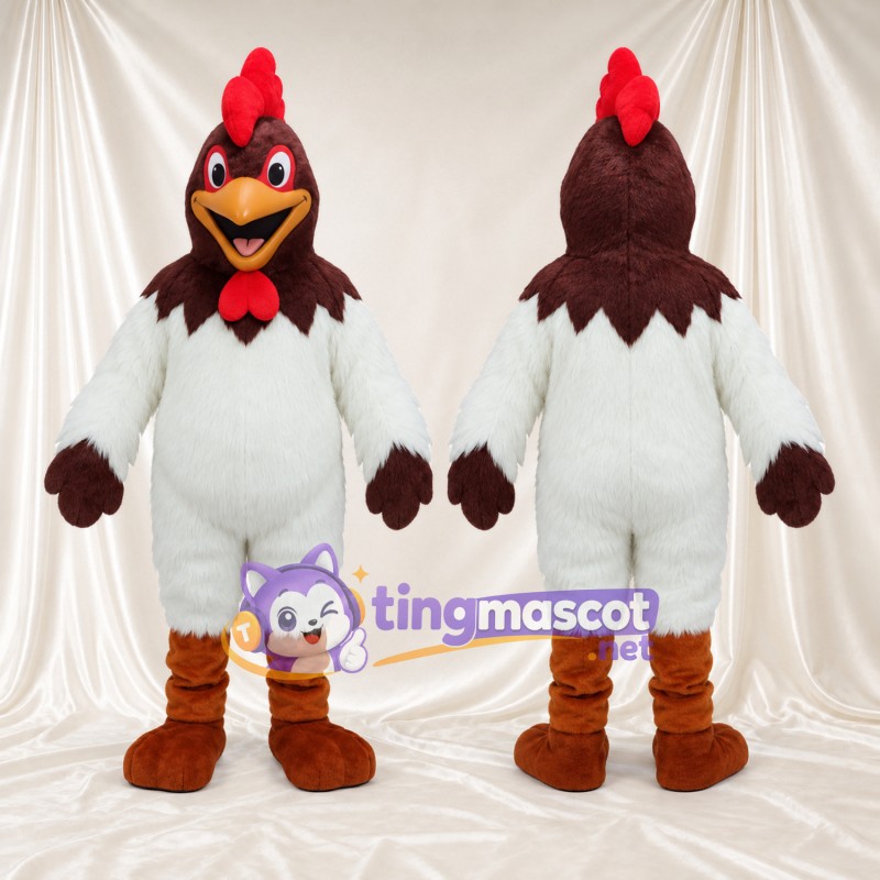 Costume de mascotte Poule – blanc – Ailes (marron)