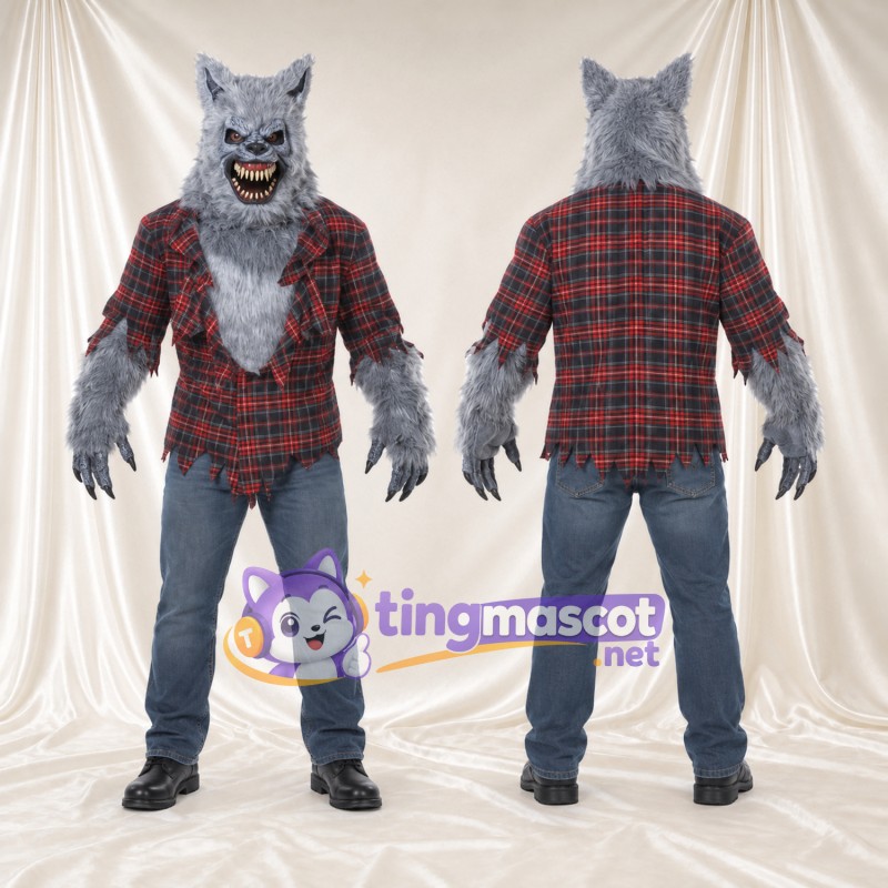 Maskottchenkostüm Werwolf – grau – Hemd