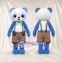Costume de mascotte Panda – bleu / blanc – Short (marron); Nœud papillon (vert)