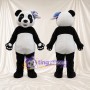 Black and White Panda Mascot Costume - Blue and Pink Ear Bows