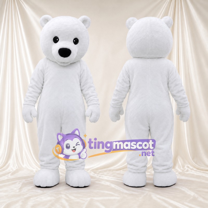 Costume de mascotte Ours polaire – blanc – Bouche fermée; Tête