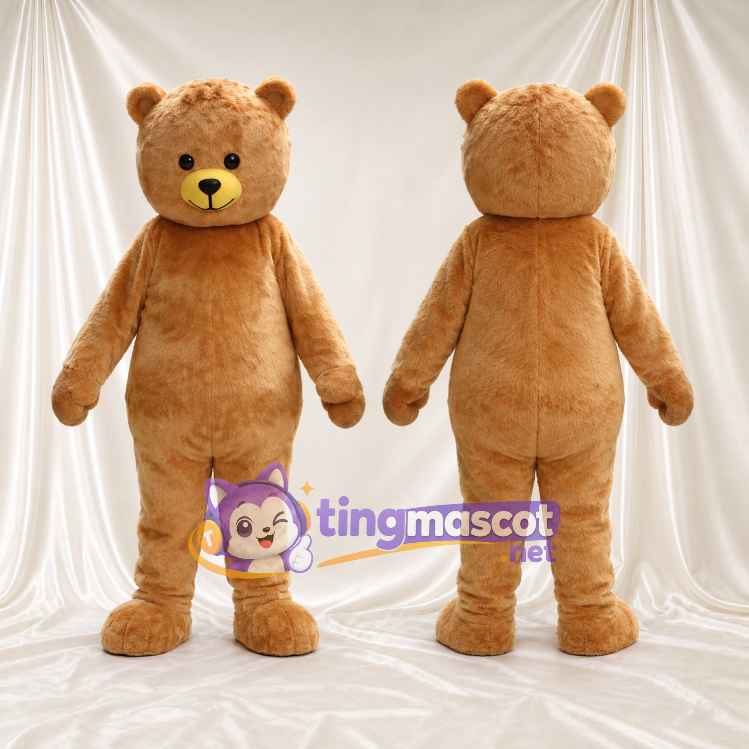 Maskottchenkostüm Bär – braun – Ohren; Schnauze (gelb) Maskottchenkostüm Bär – braun – Ohren; Schnauze (gelb)