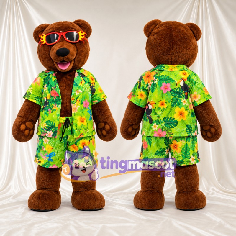 Maskottchenkostüm Bär – braun – Outfit; Sonnenbrille