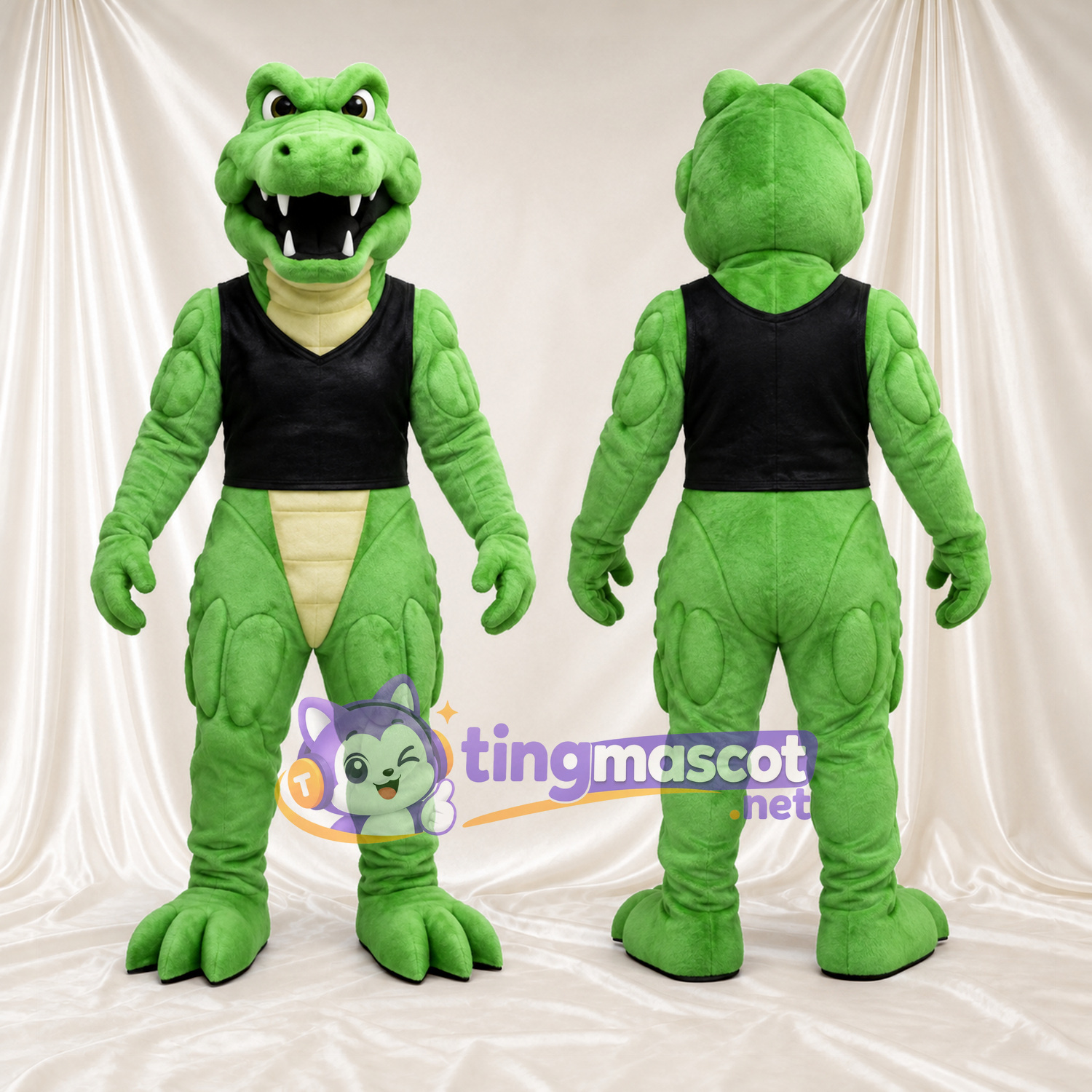 Green Crocodile Mascot Costume - Black Tank Top Green Crocodile Mascot Costume - Black Tank Top
