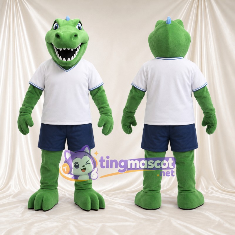 Costume de mascotte Crocodile – vert – Chemise (blanc); Short (bleu)