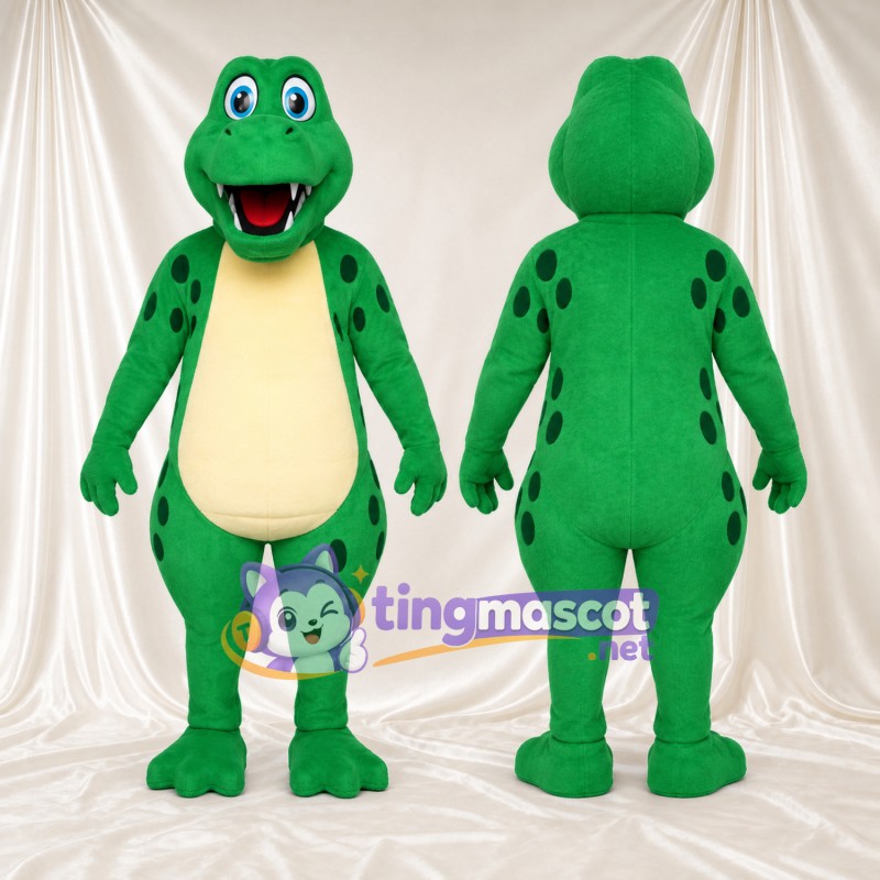 Maskottchenkostüm Dinosaurier – grün – Flecken (schwarz); Bauch (creme)