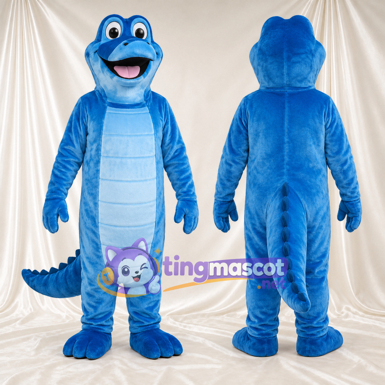 Blue Crocodile Mascot Costume - Light Blue Belly Blue Crocodile Mascot Costume - Light Blue Belly