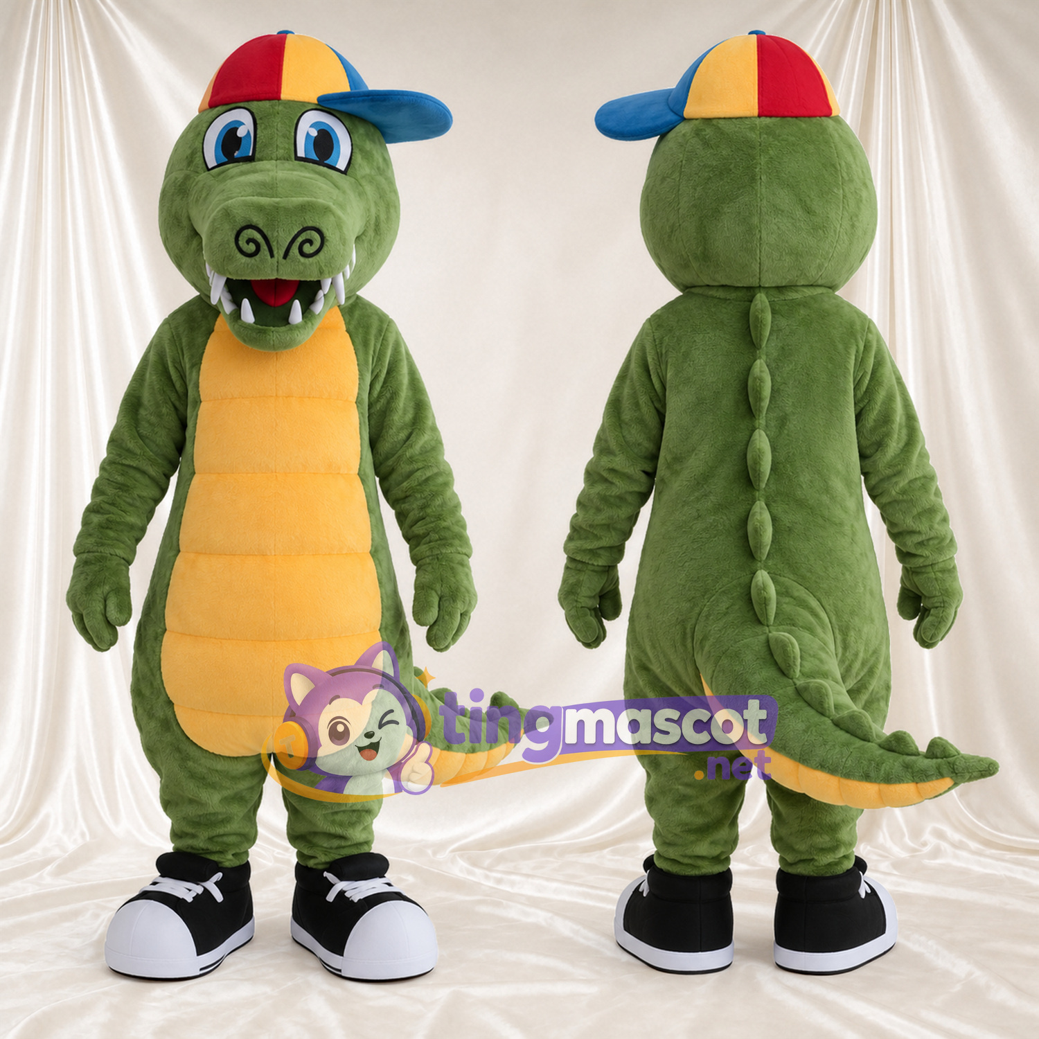 Costume de mascotte Crocodile – vert – Casquette (multicolore) Costume de mascotte Crocodile – vert – Casquette (multicolore)