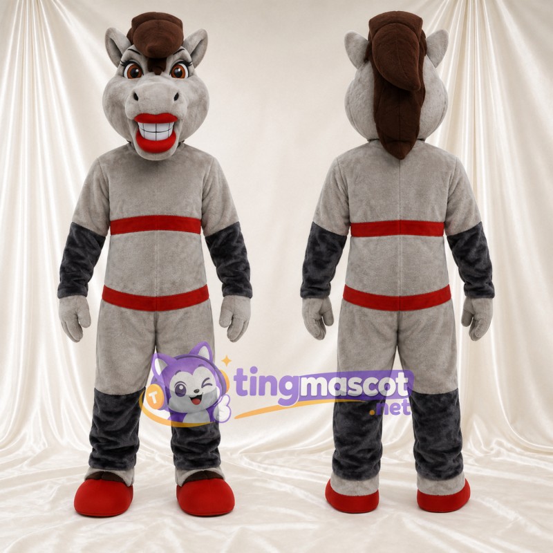 Costume de mascotte Cheval – gris – Chapeau; Chemise