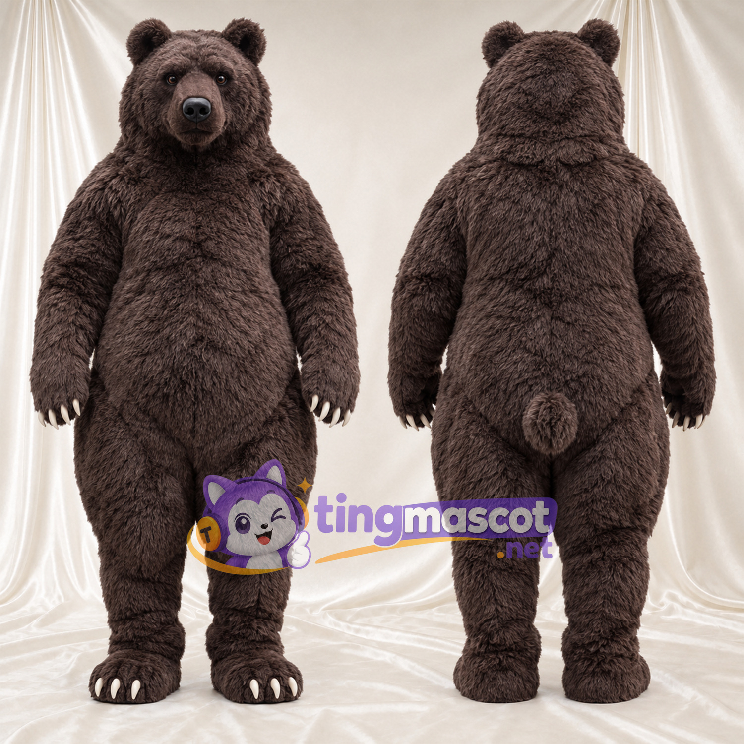 Brown Bear Mascot Costume - Round Belly and White Claws Brown Bear Mascot Costume - Round Belly and White Claws