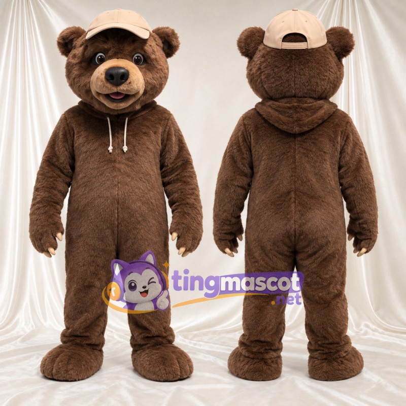 Maskottchenkostüm Bär – braun – Kappe; Outfit