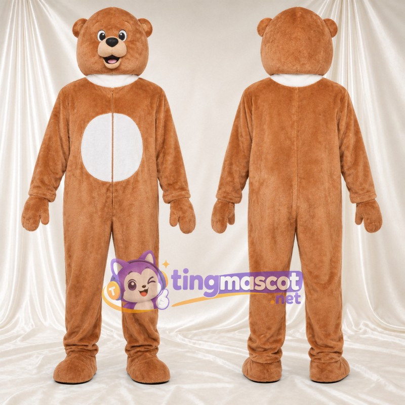 Maskottchenkostüm Bär – braun – Runder Bauch; Bauch (weiß)