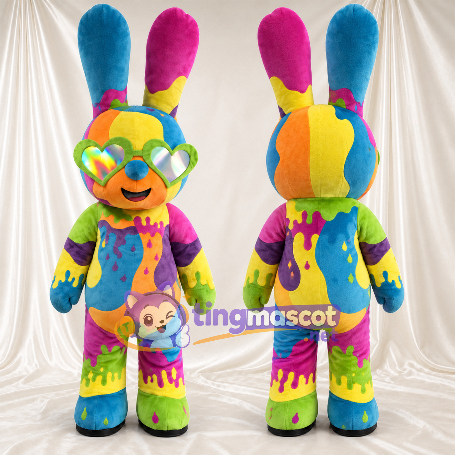 Maskottchenkostüm Hase – mehrfarbig – Sonnenbrille Maskottchenkostüm Hase – mehrfarbig – Sonnenbrille