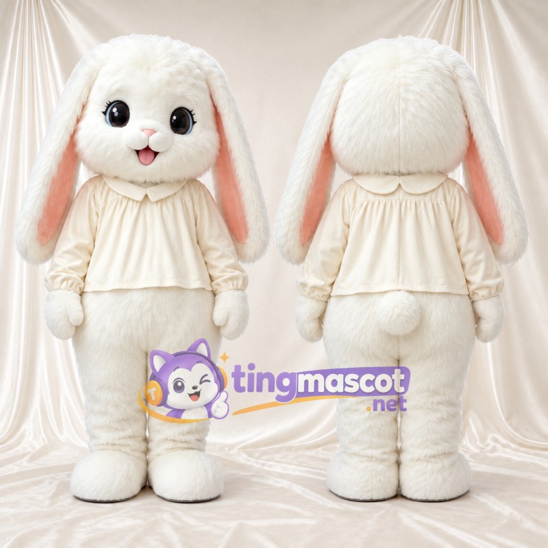 Costume de mascotte Lapin – blanc – Chemisier (crème)