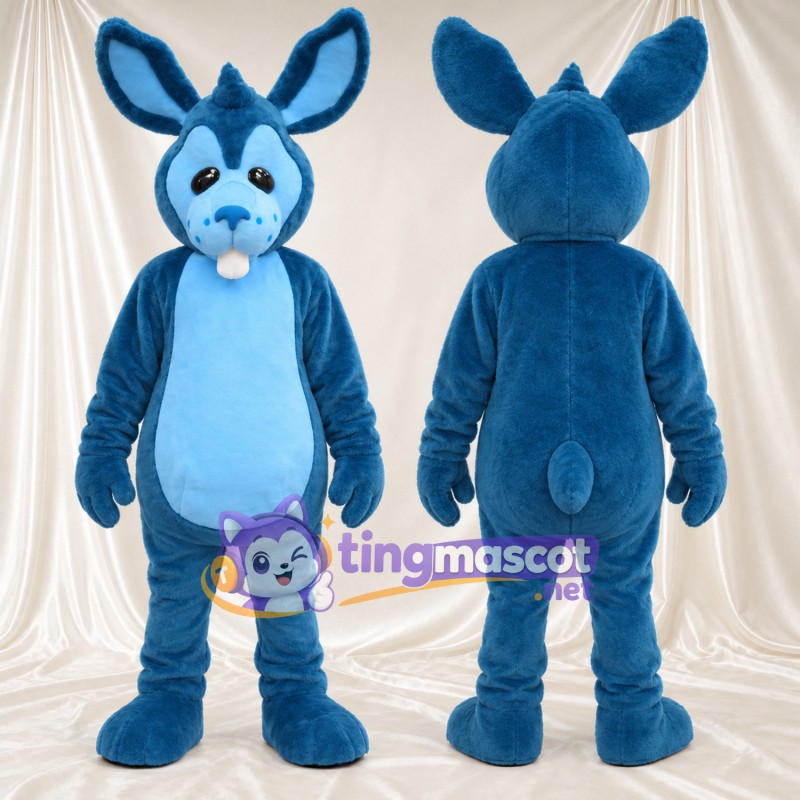Blue Rabbit Mascot Costume - Light Blue Belly