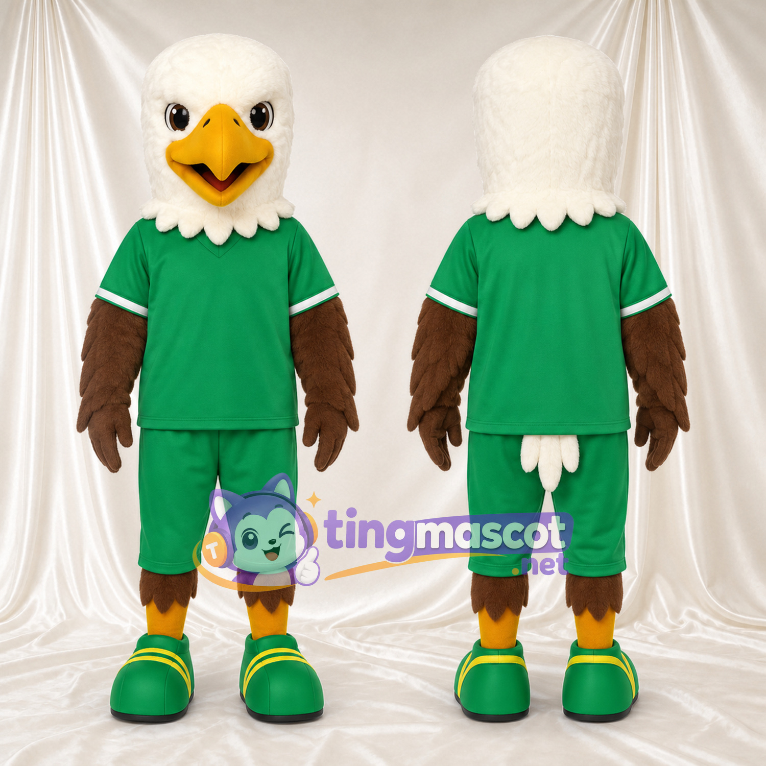 Maskottchenkostüm Adler – braun – Hemd (grün); Shorts Maskottchenkostüm Adler – braun – Hemd (grün); Shorts