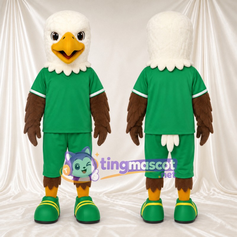 Costume de mascotte Aigle – marron – Chemise (vert); Short
