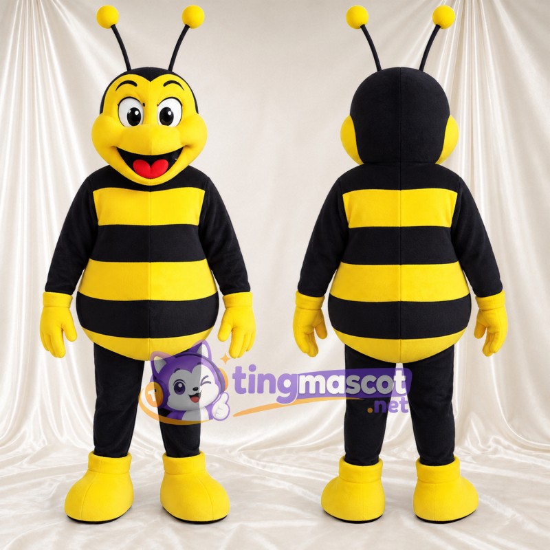 Costume de mascotte Abeille – jaune / noir – Gants (jaune); Pieds (jaune)