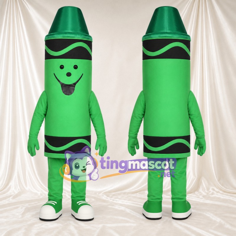 Costume de mascotte Crayon de cire – vert – Pieds (blanc); Tête