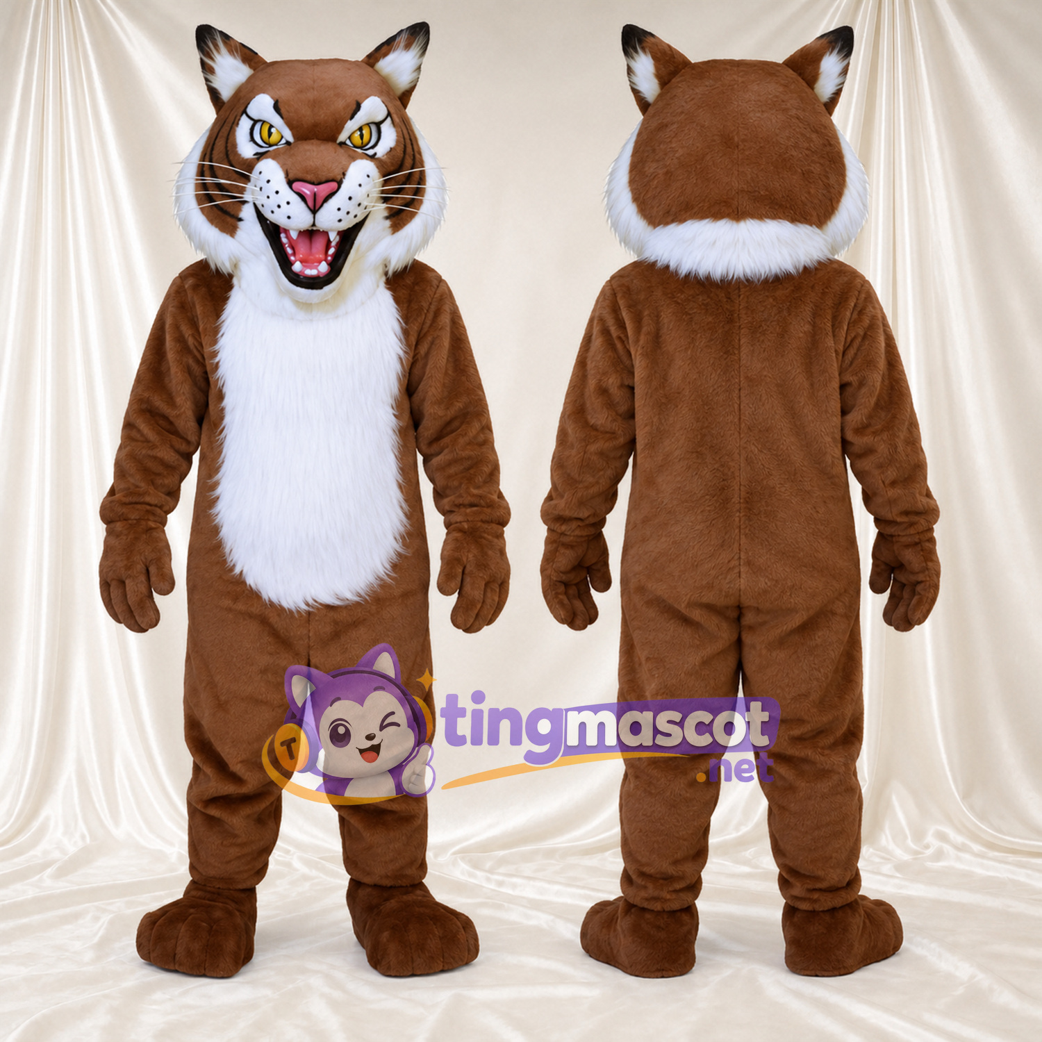 Maskottchenkostüm Luchs – braun – Bauch (weiß) Maskottchenkostüm Luchs – braun – Bauch (weiß)