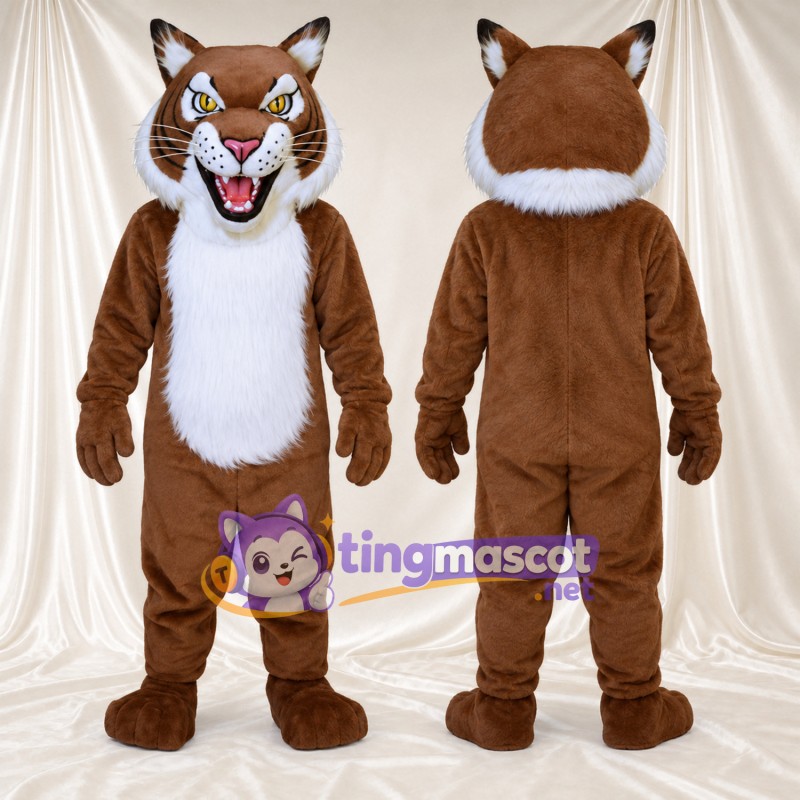 Maskottchenkostüm Luchs – braun – Bauch (weiß)