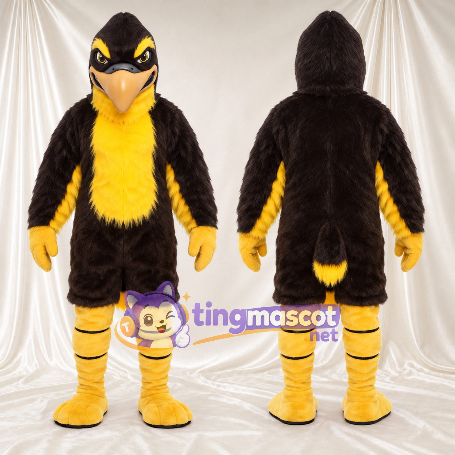 Maskottchenkostüm Adler – schwarz / gelb Maskottchenkostüm Adler – schwarz / gelb