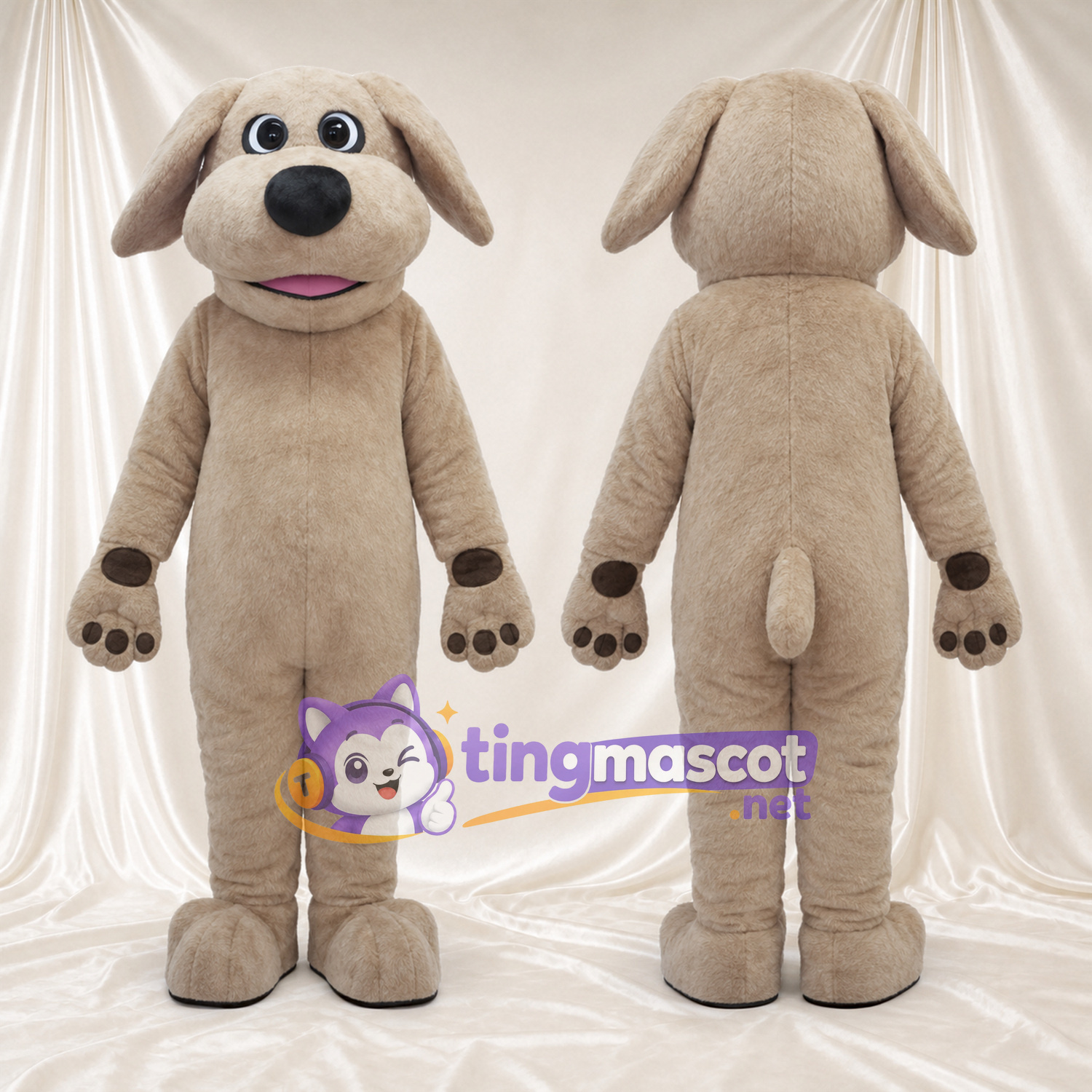 Beige Dog Mascot Costume - Long Floppy Ears Beige Dog Mascot Costume - Long Floppy Ears