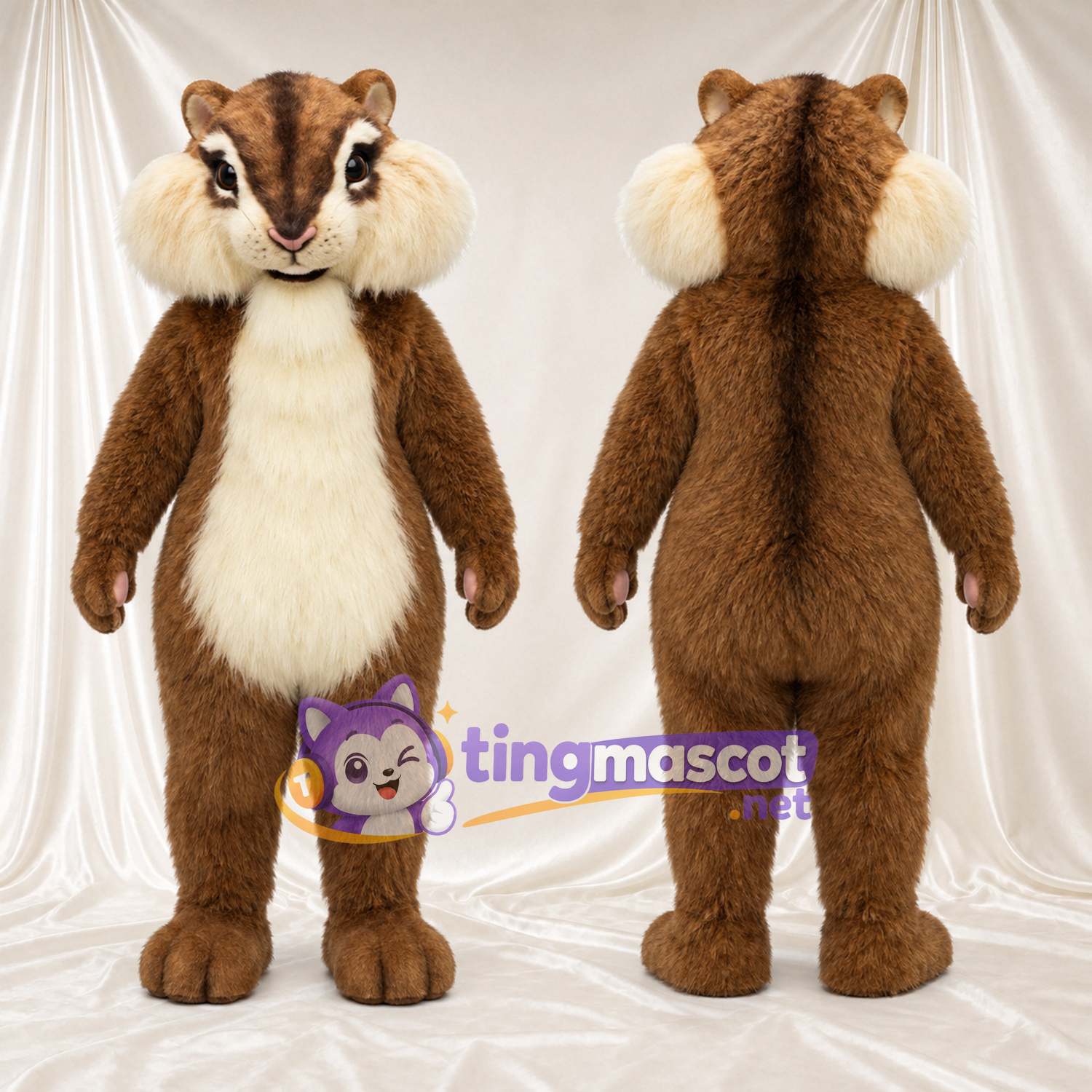 Brown Chipmunk Mascot Costume - Cream Belly Brown Chipmunk Mascot Costume - Cream Belly