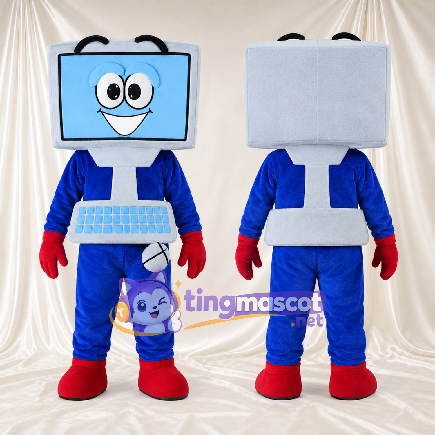 Maskottchenkostüm Computer – blau Maskottchenkostüm Computer – blau