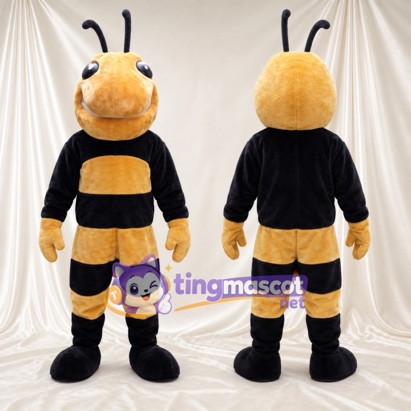 Costume de mascotte Abeille – jaune / noir – Pieds (noir)