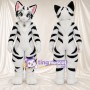 Costume de mascotte Tigre – blanc – Rayures (noir); Intérieur des oreilles (rose)