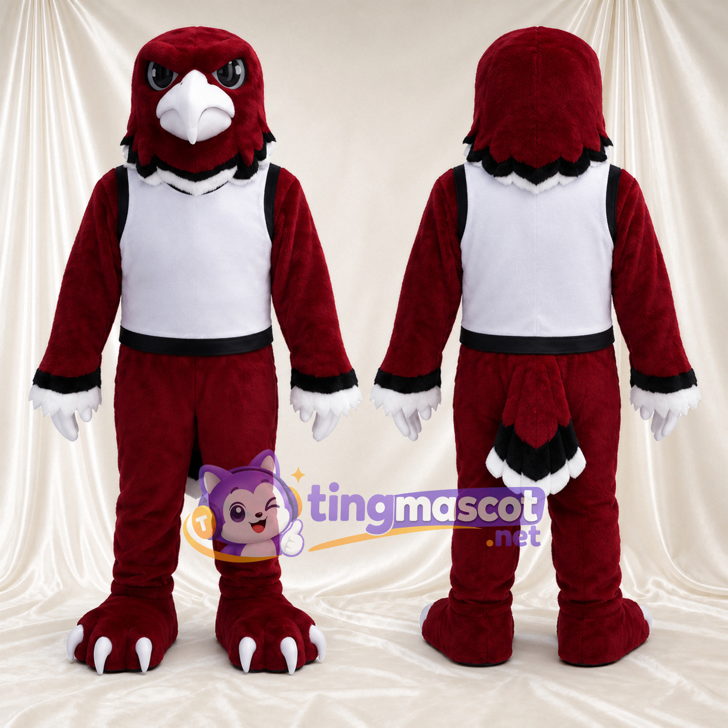 Costume de mascotte Aigle – rouge – Chemise (blanc) Costume de mascotte Aigle – rouge – Chemise (blanc)