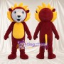 Costume de mascotte Lion – bordeaux – Crinière (jaune); Ventre