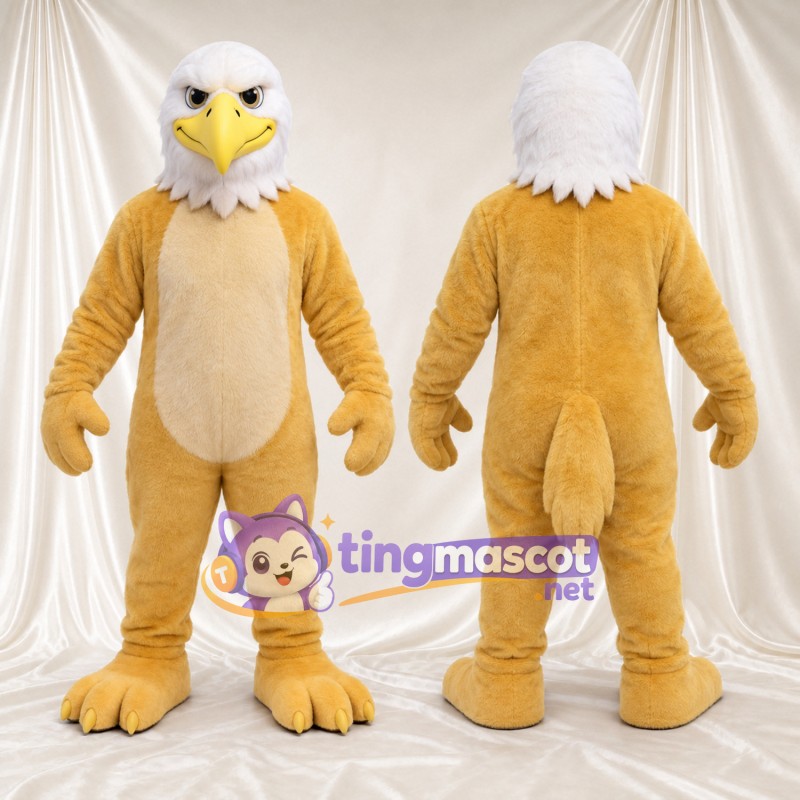 Costume de mascotte Griffon – brun clair – Tête d’aigle (blanc)