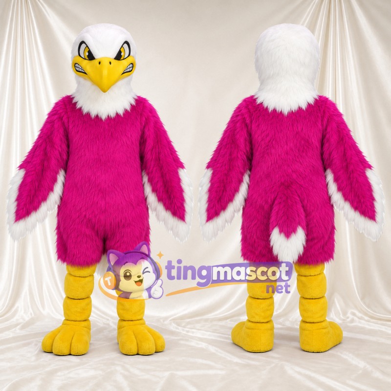 Maskottchenkostüm Adler – rosa – Kopf (weiß)