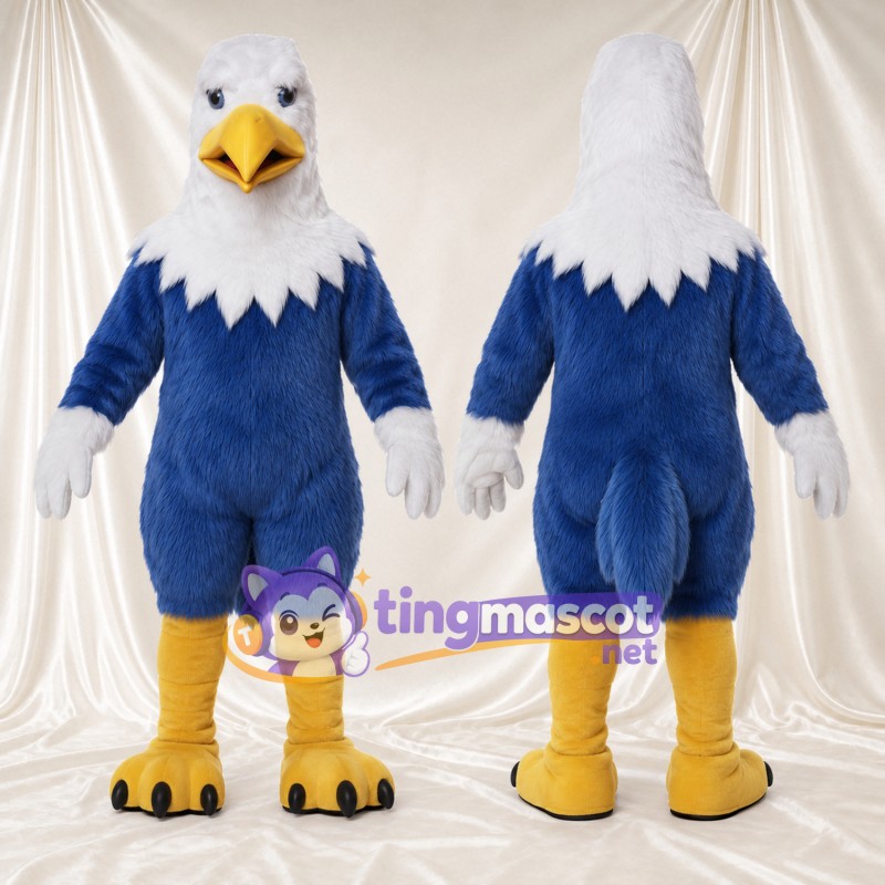 Maskottchenkostüm Adler – blau – Kopf (weiß)