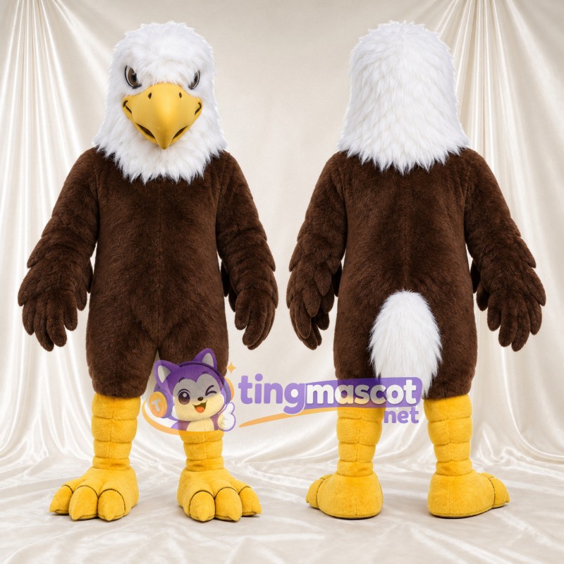 Costume de mascotte Aigle – marron – Queue (blanc); Tête (blanc)